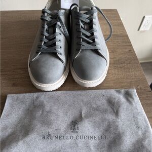 Brunello Cucinelli Gray Leather Sneakers
